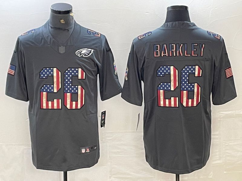 Men Philadelphia Eagles 26 Barkley Carbon black retro national flag 2024 Nike Limited NFL Jersey